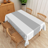 Aperturee Minimalist Dotted Tablecloth in White and Grey, for Modern Scandinavian and Simple Kitchen Dining Decor